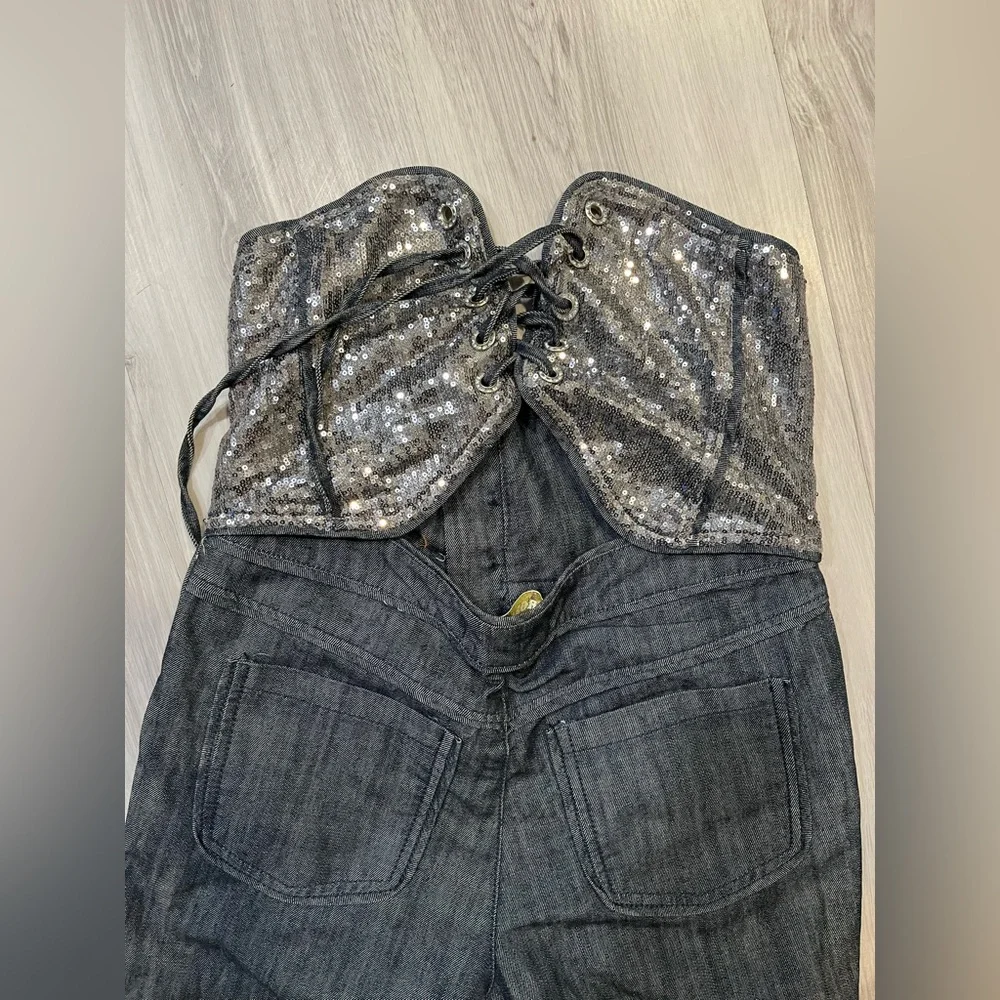 Sequin Denim Overalls‎